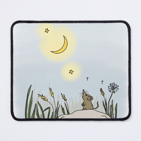 Item preview, Mouse sitting on a rock at night. Hand drawn illustration. Moon with Jupiter and Venus designed and sold by Sintija Valucka.
