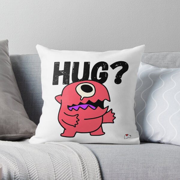 "Embrace?" - cute monster Throw Pillow