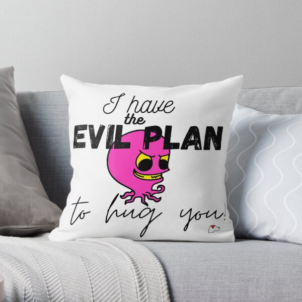 "Evil Plan" - cute monster Throw Pillow