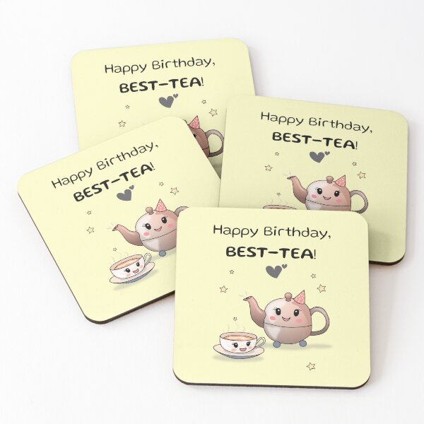 Item preview, Happy Birthday BEST-TEA! Cute birthday gift for best friend designed and sold by HajnalkArt.