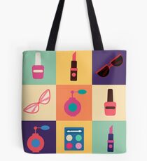 Cosmetics Set. Icons Set. Cosmetology. Fashion and Beauty. Perfume, Polish, Pomade. Female Beauty. Vector illustration. Flat Style Tote Bag