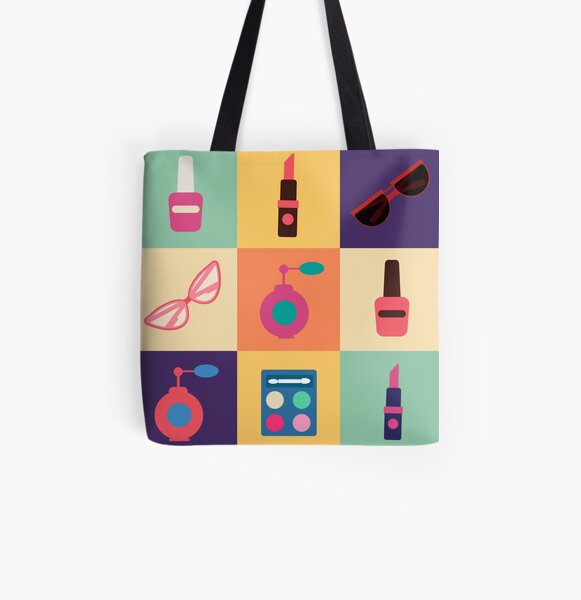 Cosmetics Set. Icons Set. Cosmetology. Fashion and Beauty. Perfume, Polish, Pomade. Female Beauty. Vector illustration. Flat Style All Over Print Tote Bag