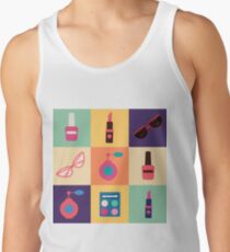Cosmetics Set. Icons Set. Cosmetology. Fashion and Beauty. Perfume, Polish, Pomade. Female Beauty. Vector illustration. Flat Style Tank Top