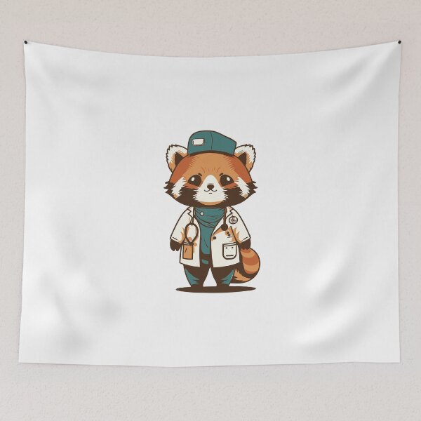 Item preview, red panda as a doctor designed and sold by animalusdesign.