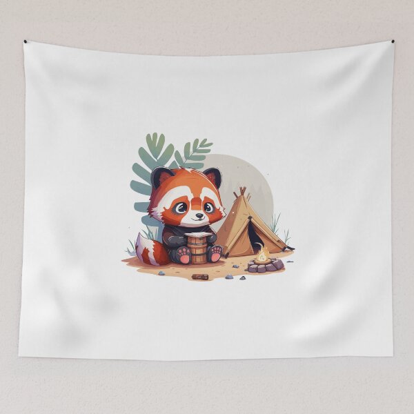 Item preview, red panda at camping designed and sold by animalusdesign.