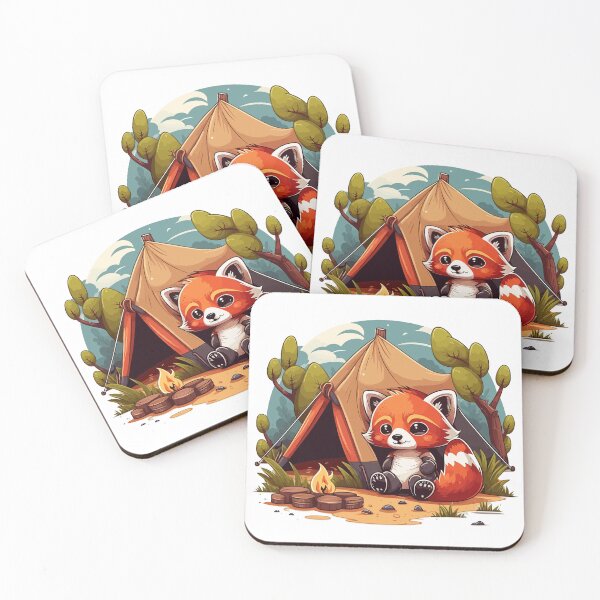 Item preview, red panda at camping designed and sold by animalusdesign.