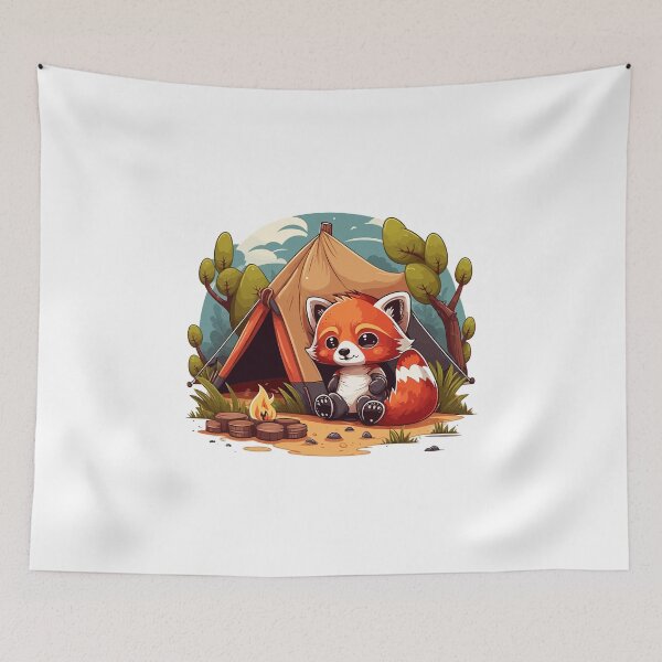 Item preview, red panda at camping designed and sold by animalusdesign.