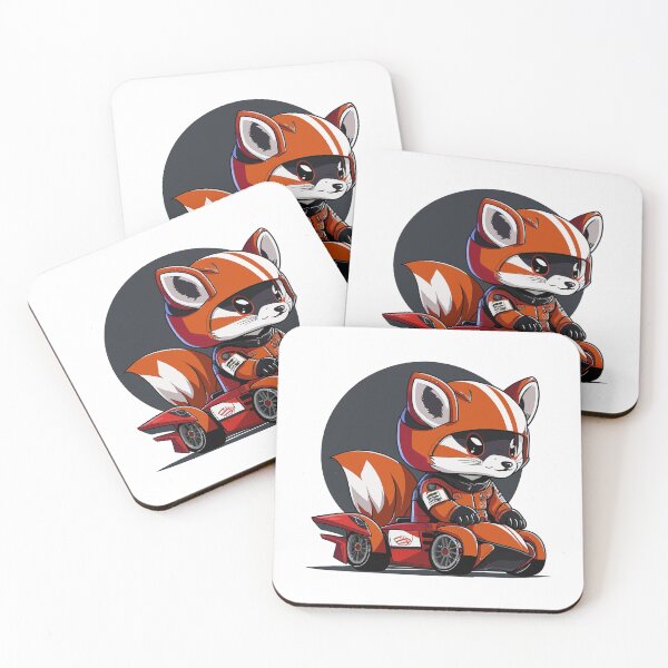 Item preview, red panda in racing car designed and sold by animalusdesign.