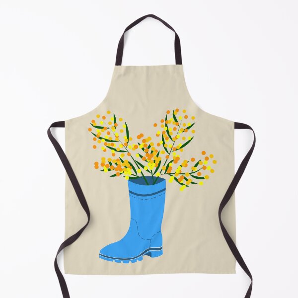 Item preview, Rubber boots Wellies blue Wellington boots and mimosa flower designed and sold by CutieBlue.