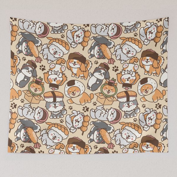 Item preview, Sushi Dogs Pattern Orange designed and sold by MadeByBeata.
