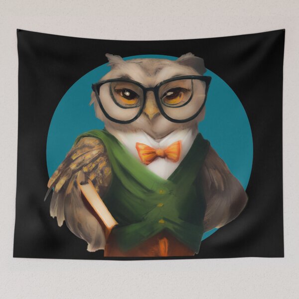 Item preview, Owl dressed as a librarian designed and sold by kispixart.