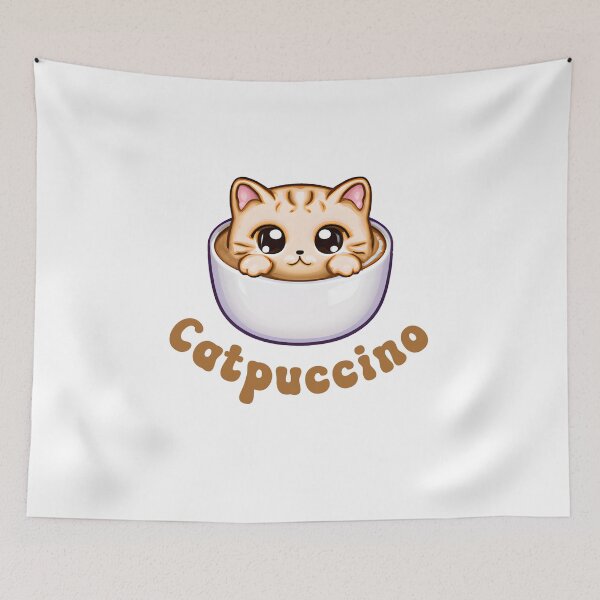Item preview, CATPUCCINO - cute funny coffee cat designed and sold by KatisDesign.