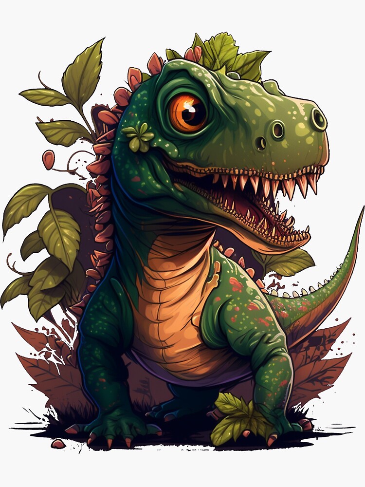 Cartoon dinosaur in jungle environment with plants png download - 3720*3244  - Free Transparent Flat Dinosaur png Download. - CleanPNG / KissPNG