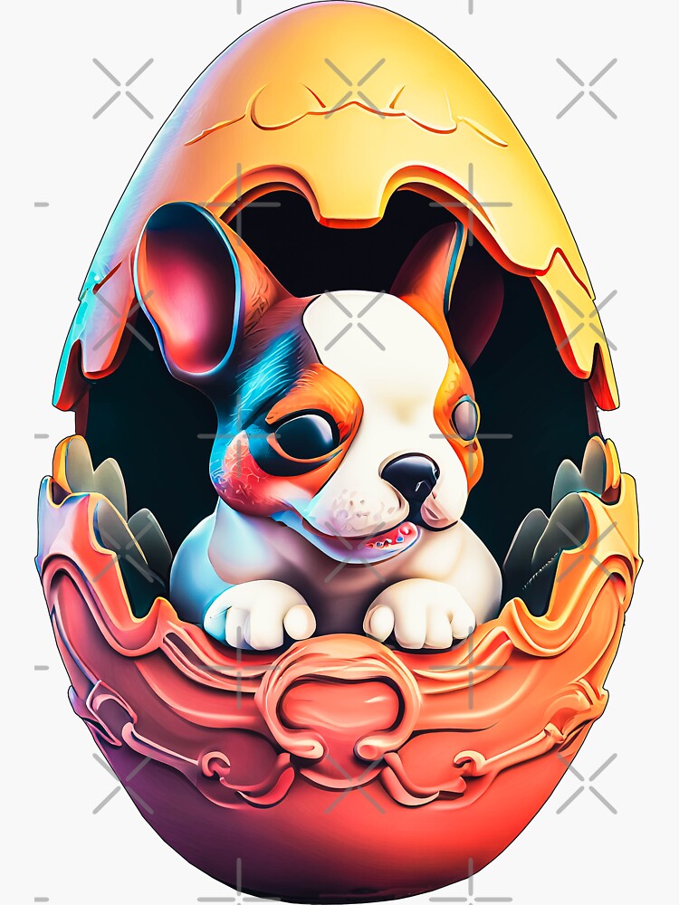 Thumbnail 3 of 3, Sticker, Dog in the Egg designed and sold by POST-VANITAS.