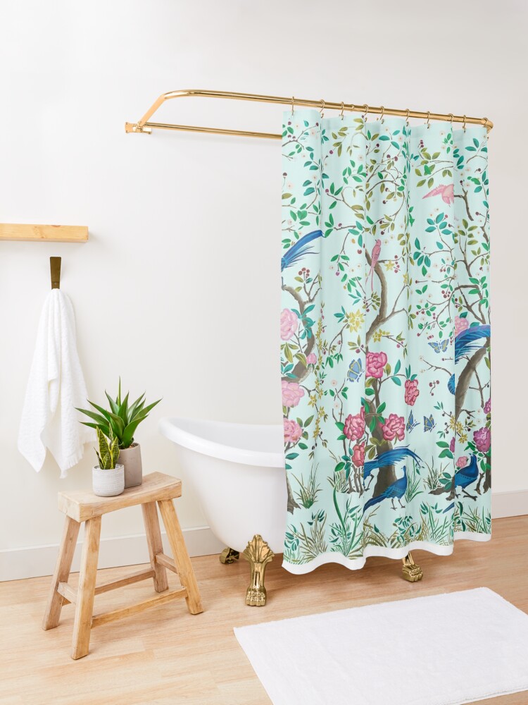 Disover Green Chinoiserie  Shower Curtain