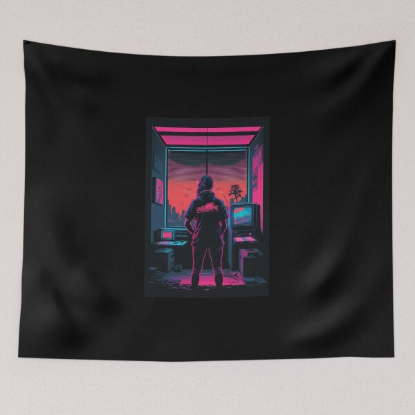 Item preview, Synthwave cyberpunk Gamer Girl designed and sold by RESToRAPTOR.