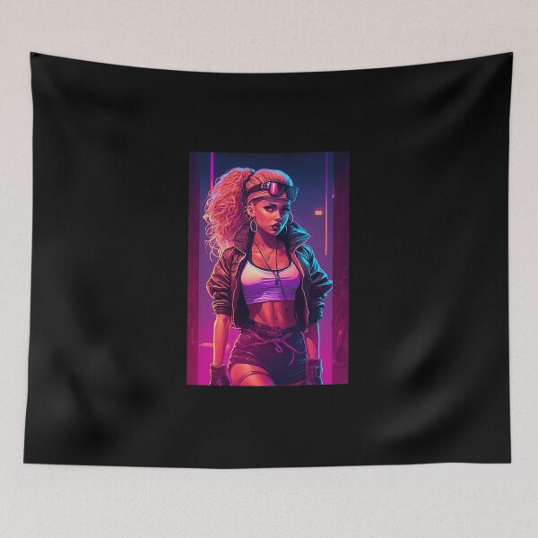 Item preview, Synthwave cyberpunk Street Dancer Girl designed and sold by RESToRAPTOR.