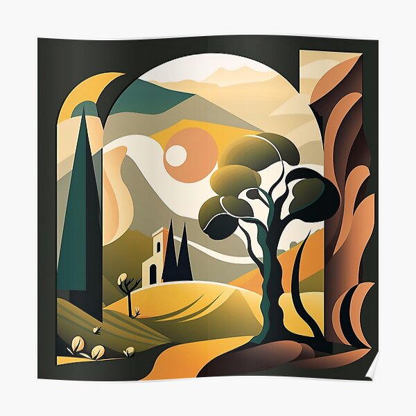 nature landscape sun impressionism classic art Poster