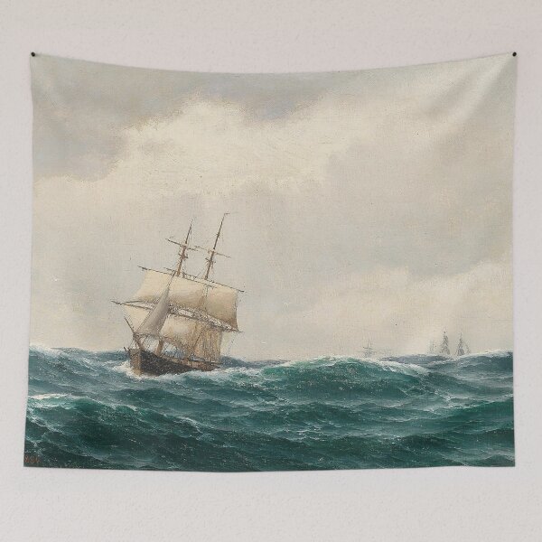 Item preview, Vintage 1884 Ocean Scene Art titled 'Maritime Painting' by Carl Emil Baagoe. designed and sold by VintageArtRepro.