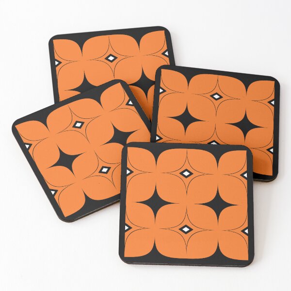 Item preview, Orange and Black Geometric Rhombus 70s Retro Pattern designed and sold by SoccaTamam.