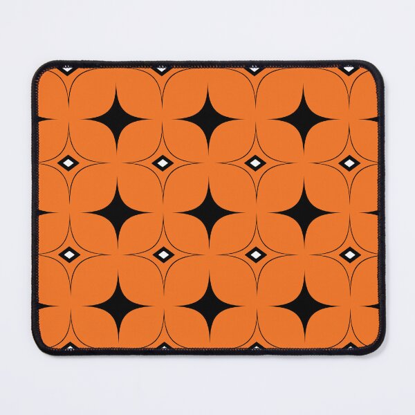 Item preview, Orange and Black Geometric Rhombus 70s Retro Pattern designed and sold by SoccaTamam.