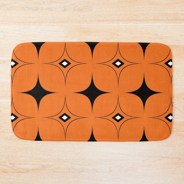 Item preview, Orange and Black Geometric Rhombus 70s Retro Pattern designed and sold by SoccaTamam.