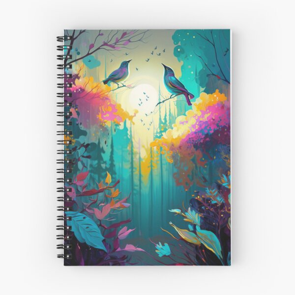 Item preview, The Miracle of an Enchanting Futuristic Forest: An Oil Painting with Abstract Flowers and Birds designed and sold by DaniFantasy.