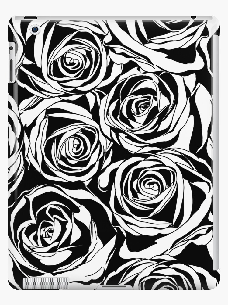 Funda y vinilo para iPad «Patrón con flores rosas negras.» de LourdelKaLou  | Redbubble