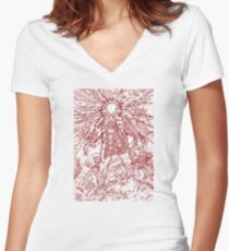 The Thing - Lines & Layers Blood Red Women's Fitted V-Neck T-Shirt