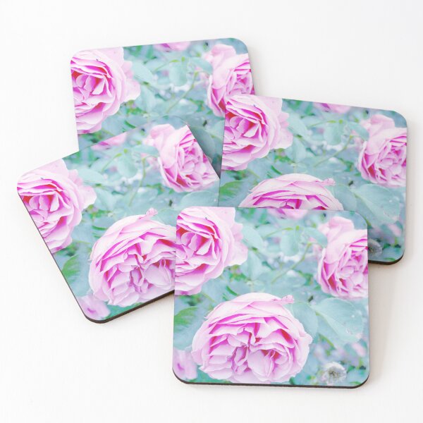 Item preview, Romantic Pink Garden Rose Light Blue Background Vintage Photo designed and sold by Karen Ekdahl.