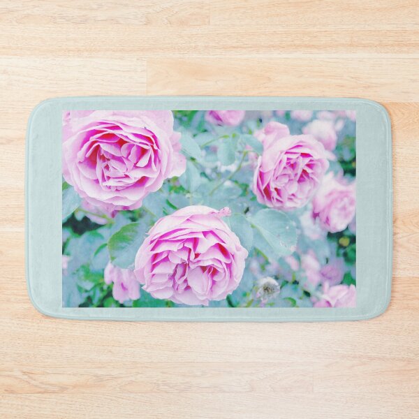 Item preview, Romantic Pink Garden Rose Light Blue Background Vintage Photo designed and sold by Karen Ekdahl.