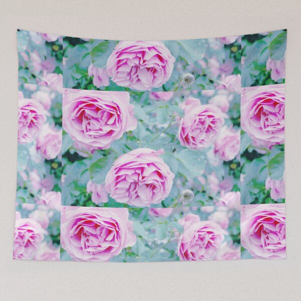 Item preview, Romantic Pink Garden Rose Light Blue Background Vintage Photo designed and sold by Karen Ekdahl.