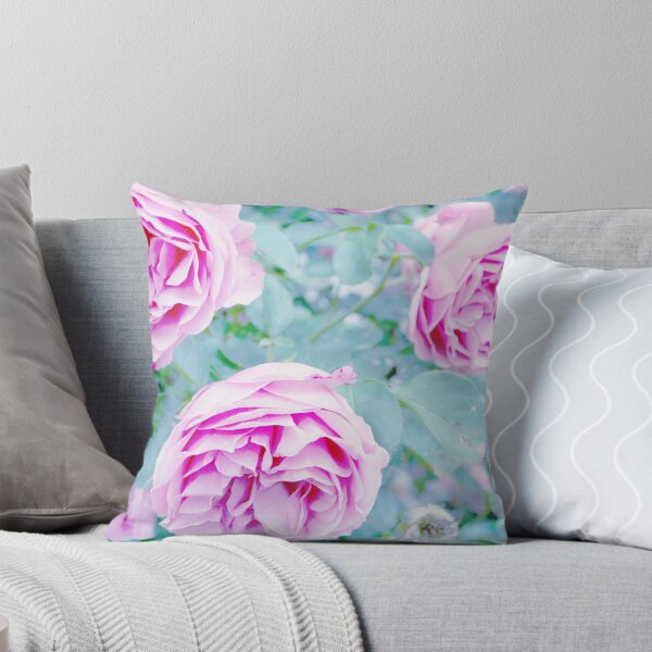 Item preview, Romantic Pink Garden Rose Light Blue Background Vintage Photo designed and sold by Karen Ekdahl.