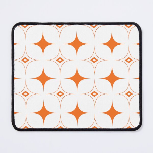 Item preview, White and Orange Geometric Rhombus 70s Retro Pattern  designed and sold by SoccaTamam.