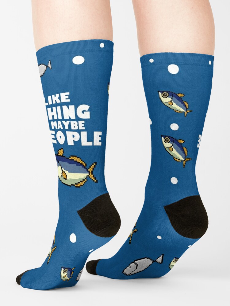 Funny Dad Socks, I Like Fishing and Maybe 3 People Socks, Funky