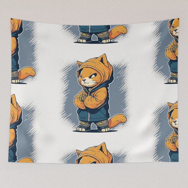 Item preview, Urban Orange Cat With Hoodie Cartoon Style designed and sold by EnzoZs.