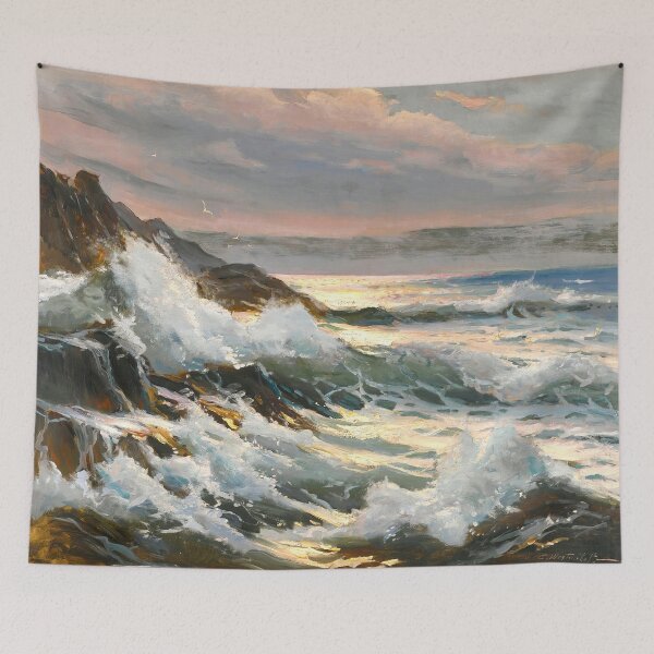 Item preview, Vintage Ocean Art titled 'Seascape' by Constantin Westchiloff. designed and sold by VintageArtRepro.