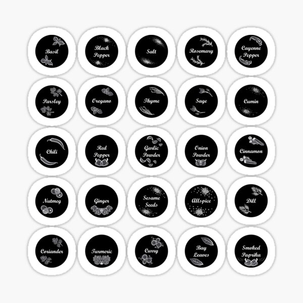 25 Spice Labels - Black Pack 25-spice-labels-black-pack-sticker-for-sale-by-impressionofmel-redbubble