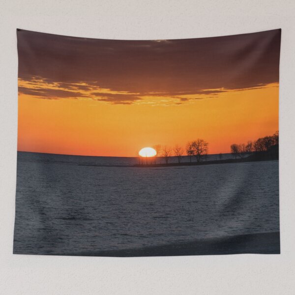 Item preview, Football Shaped Sun - Lake Erie at Welland Canal Sunset designed and sold by Georgia Mizuleva.