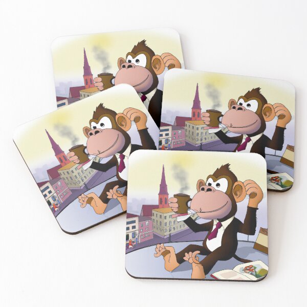 Item preview, Cool monkey drinks a latte macchiato in a cafe designed and sold by TeeArtistry.