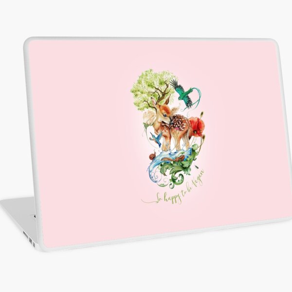Cute vegan deer by Maria Tiqwah Laptop Skin