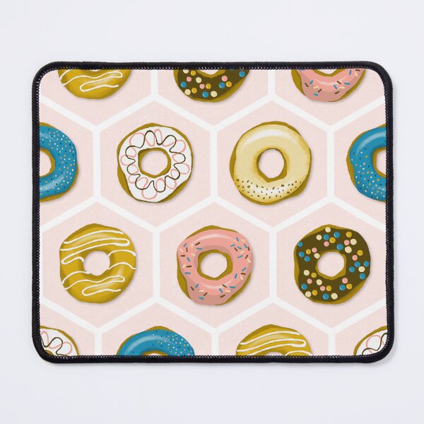 Item preview, Colorful donuts on blush pink hexagons | repeat pattern designed and sold by colorofmagic.