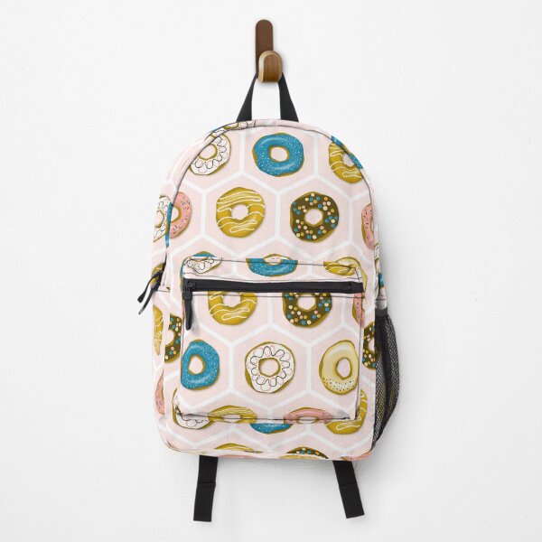 Item preview, Colorful donuts on blush pink hexagons | repeat pattern designed and sold by colorofmagic.