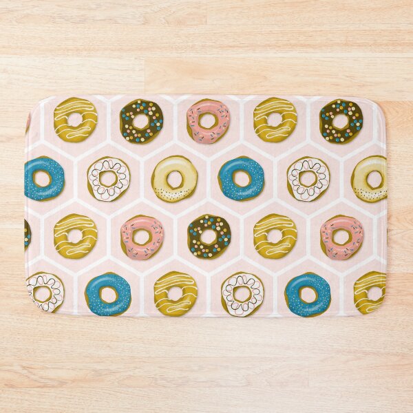 Item preview, Colorful donuts on blush pink hexagons | repeat pattern designed and sold by colorofmagic.