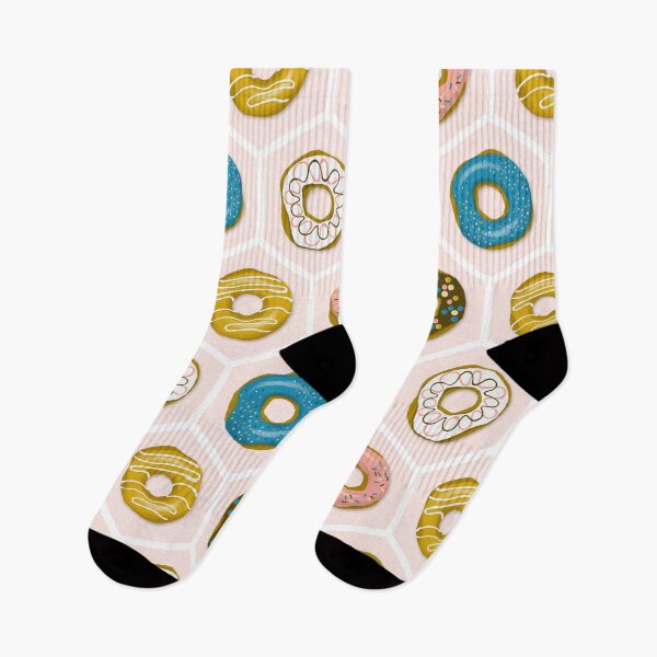 Item preview, Colorful donuts on blush pink hexagons | repeat pattern designed and sold by colorofmagic.