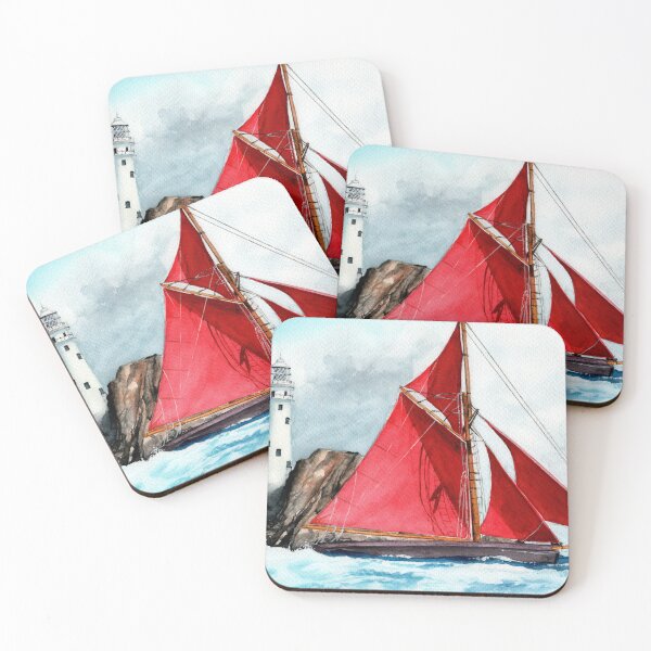 Item preview, A sailing ship with scarlet sails in a stormy sea designed and sold by MaryWatercolor.
