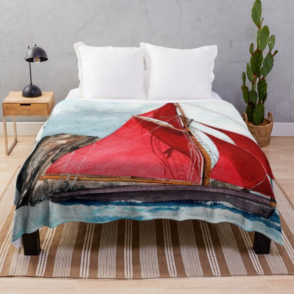 Item preview, A sailing ship with scarlet sails in a stormy sea designed and sold by MaryWatercolor.