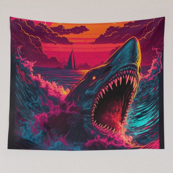 Item preview, Synthwave Sun Shark designed and sold by Nightarcade.