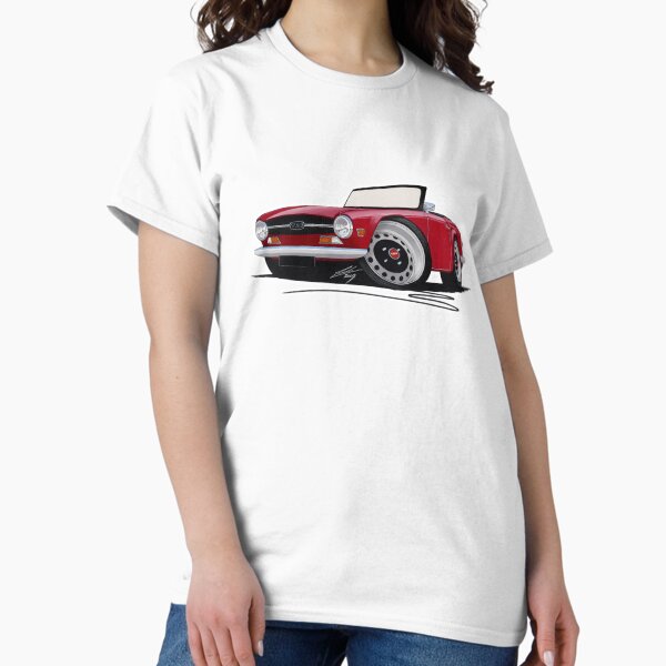 Vista previa del artículo con la obra «Triumph TR6 Carmine Red - Caricatura Car Art», diseñado y vendido por Yeomans Cartoons.