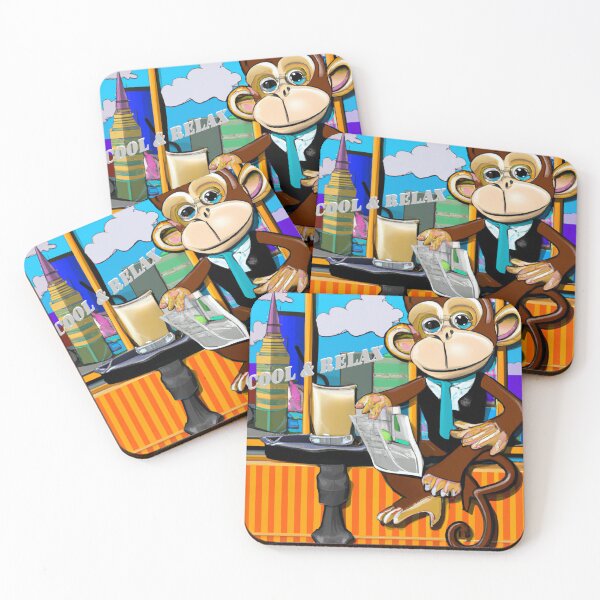 Item preview, Deeply relaxed monkey sits in a cafe and drinks a latte macchiato designed and sold by TeeArtistry.